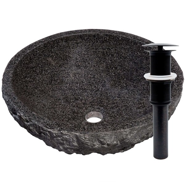 Novatto Absolute Natural Granite Vessel Sink and Oil Rubbed Bronze Umbrella Drain NOSV-ANORB - main